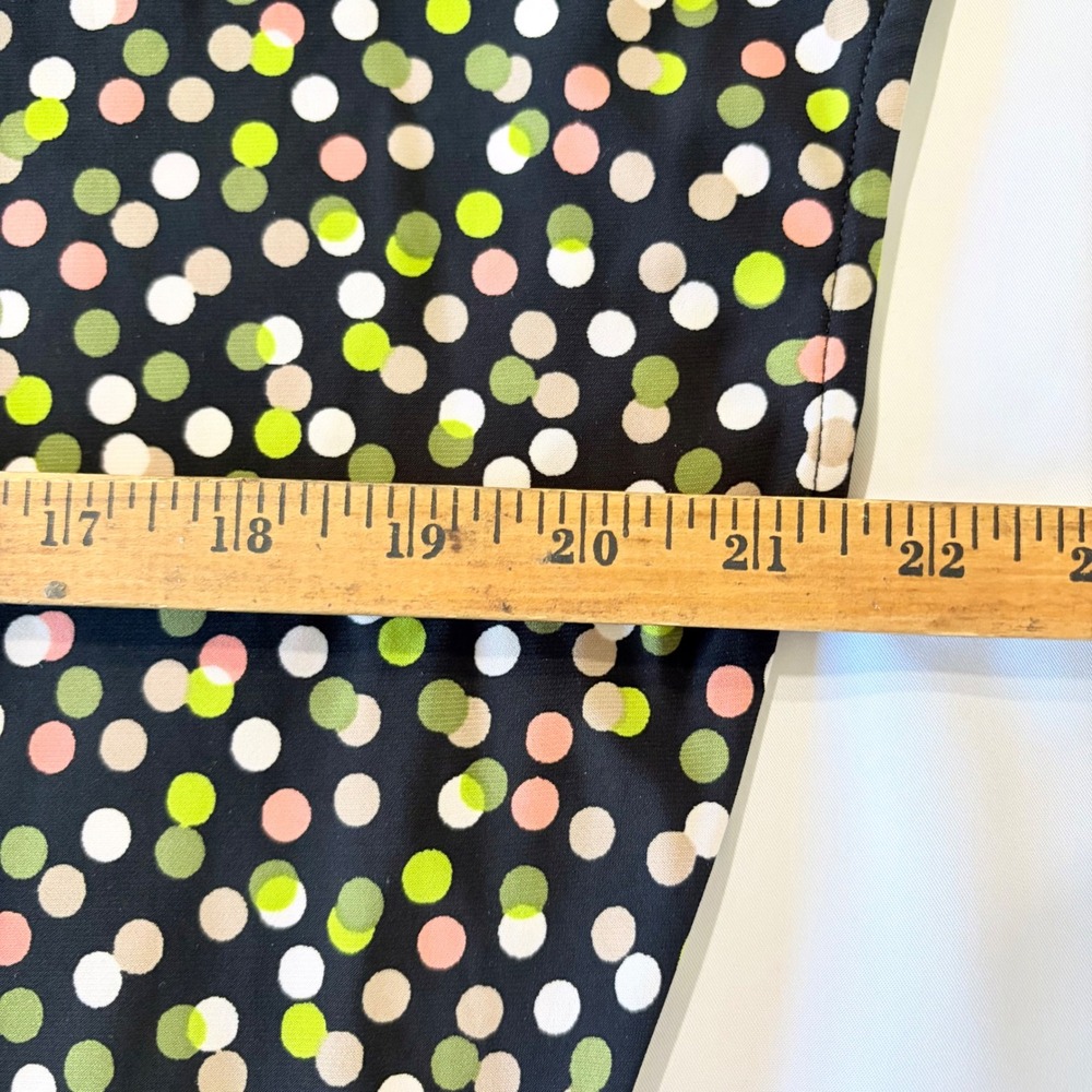 Anne Klein Women Black Multi Color Polka Dot Cap Sleeve Banded Hem Blouse Small - Picture 4 of 6